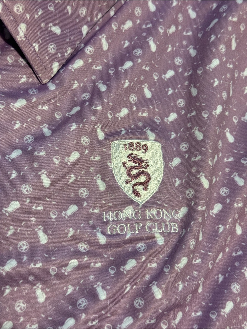 Hong Kong Golf Club 1889 Embroidered Purple Polo Top
